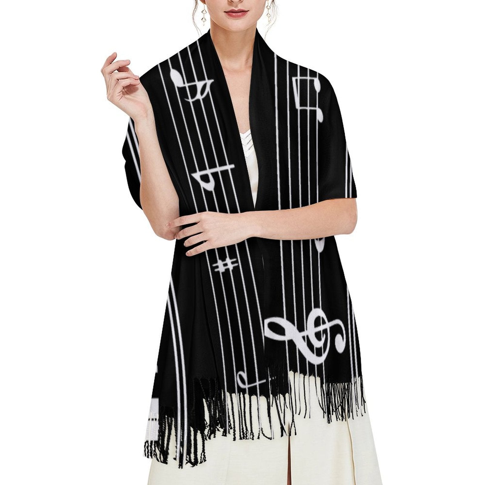 Piano Keys Tassel Scarf