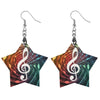 Bi-tone Music Star Shape Wooden Earrings