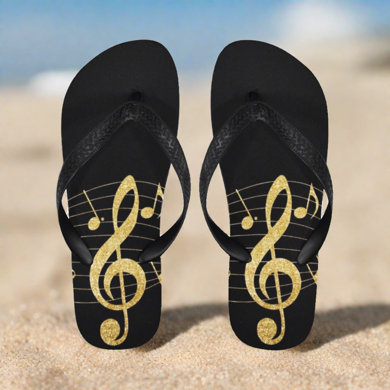 Gold Treble Clef Flip Flops (Unisex)
