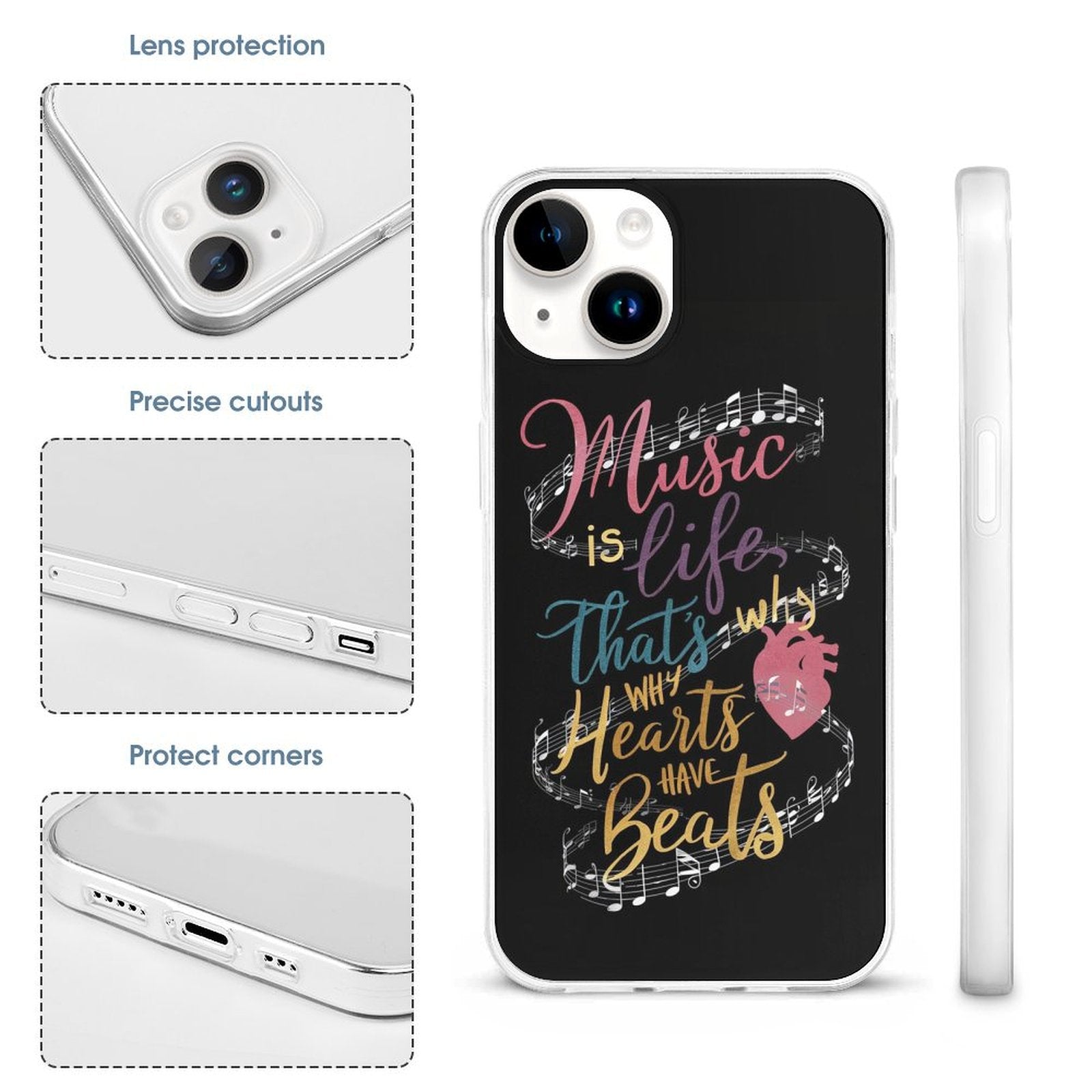 Music Is Life Quote Black iPhone Phone Case