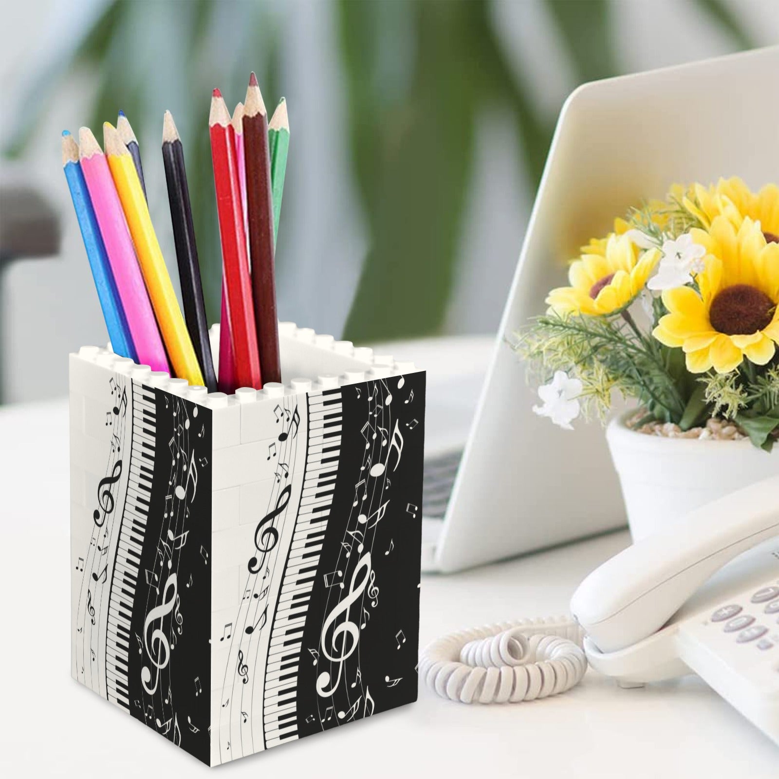 Music Piano Building Bricks Pencil Holder