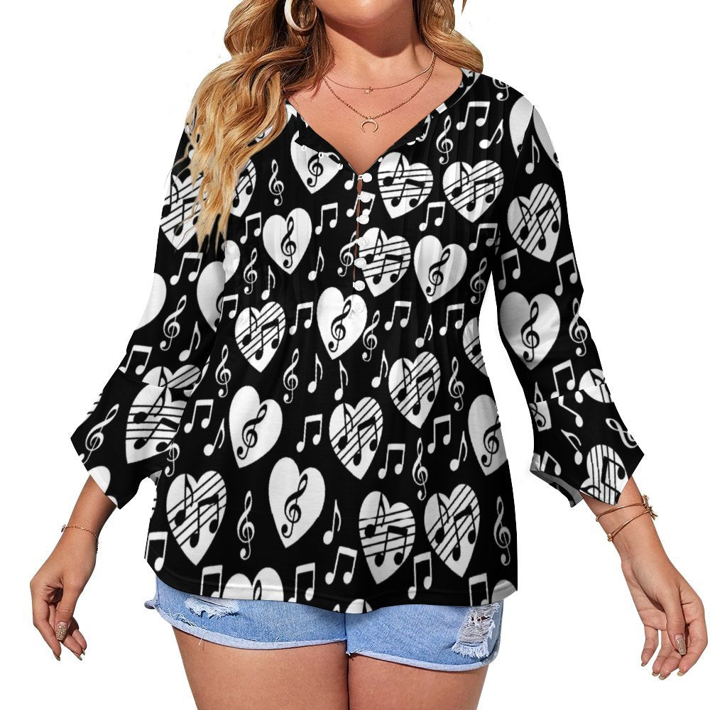 BNW Music Heart Ruffled Petal Sleeve Top