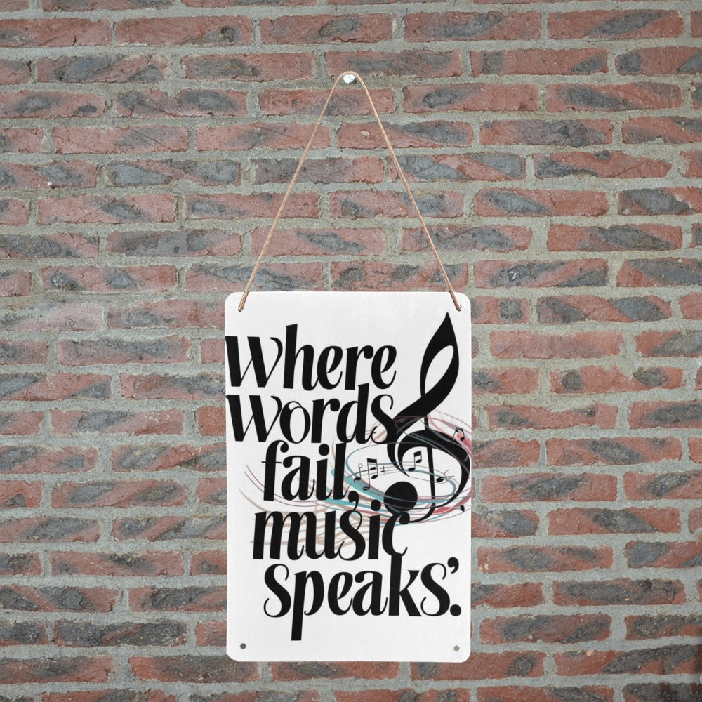 MUSIC SPEAKS Decorative Metal Tin Sign 8" x 12"