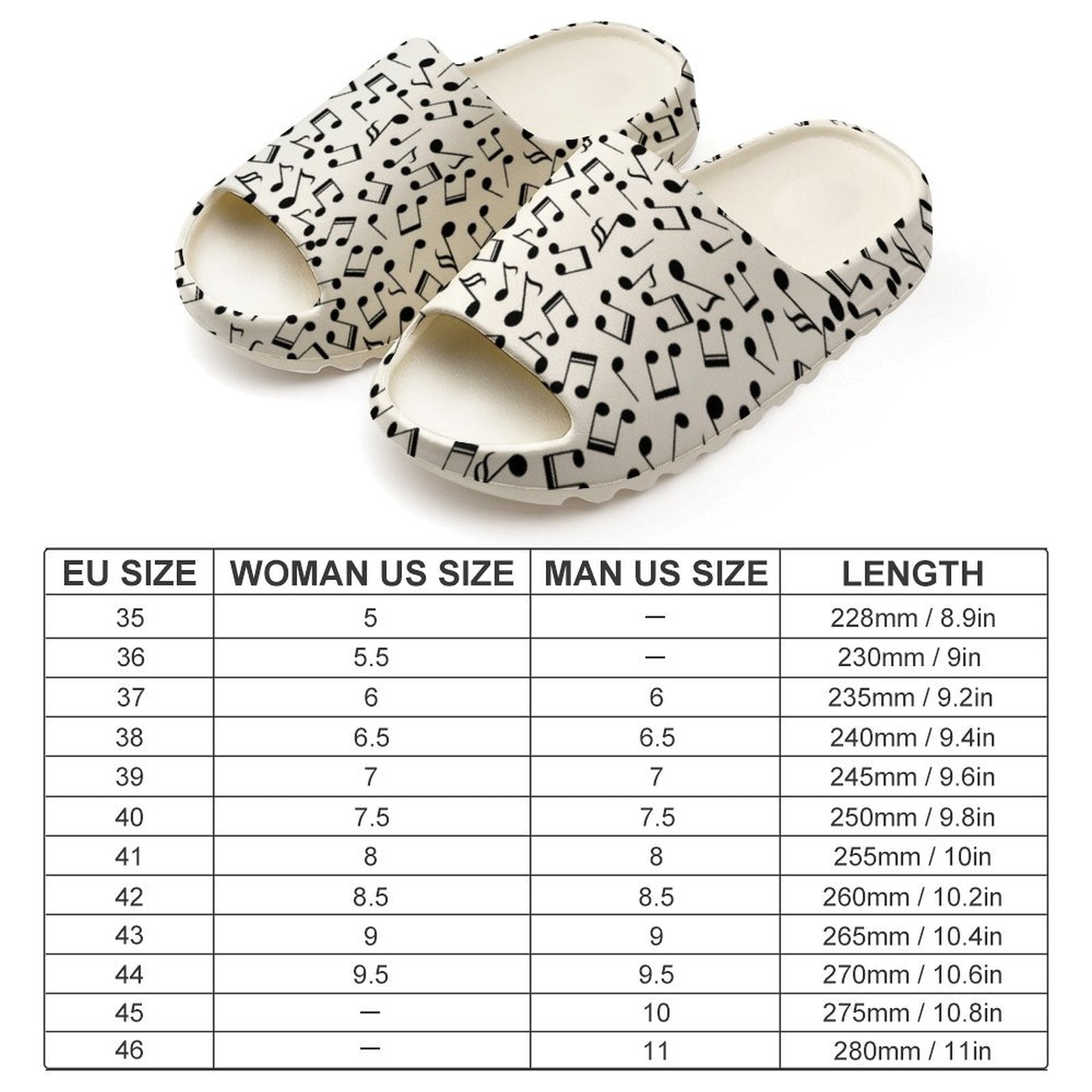 Music Notes Unisex Thick Sole Slippers