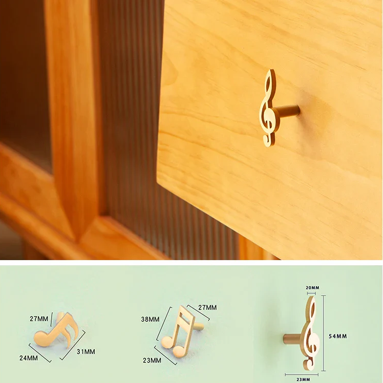 Music Note Brass Furniture Handle Knob