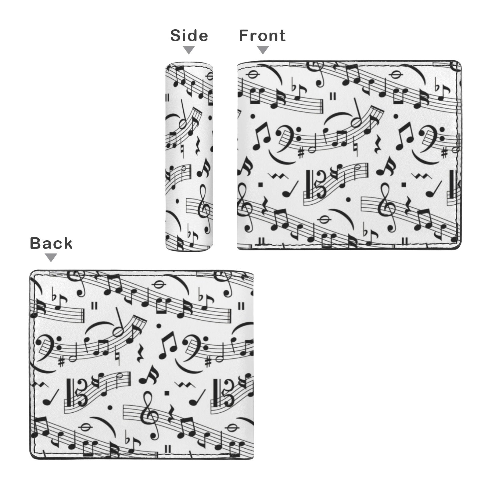 Music White Men's Bifold Wallet