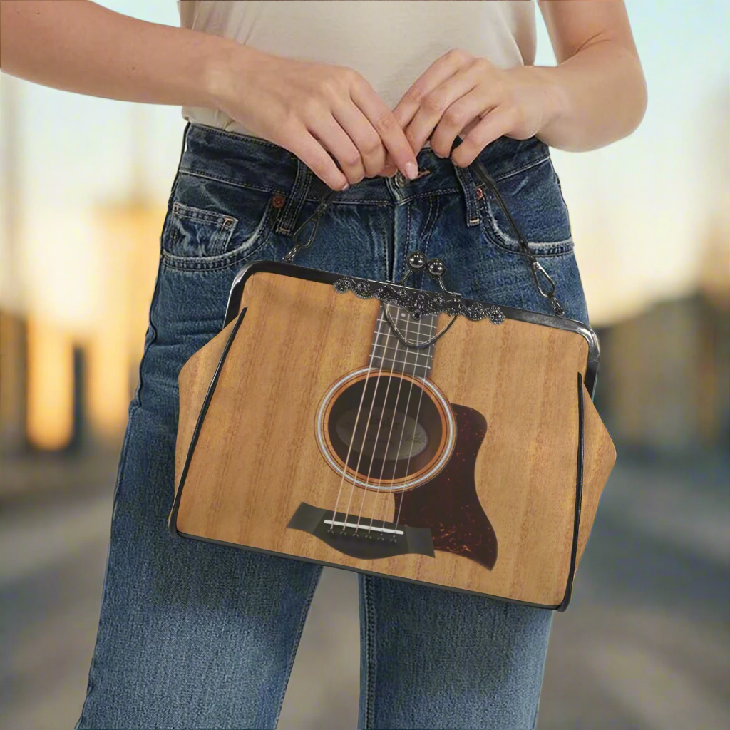 Guitar Kisslock Two-Way Handbag