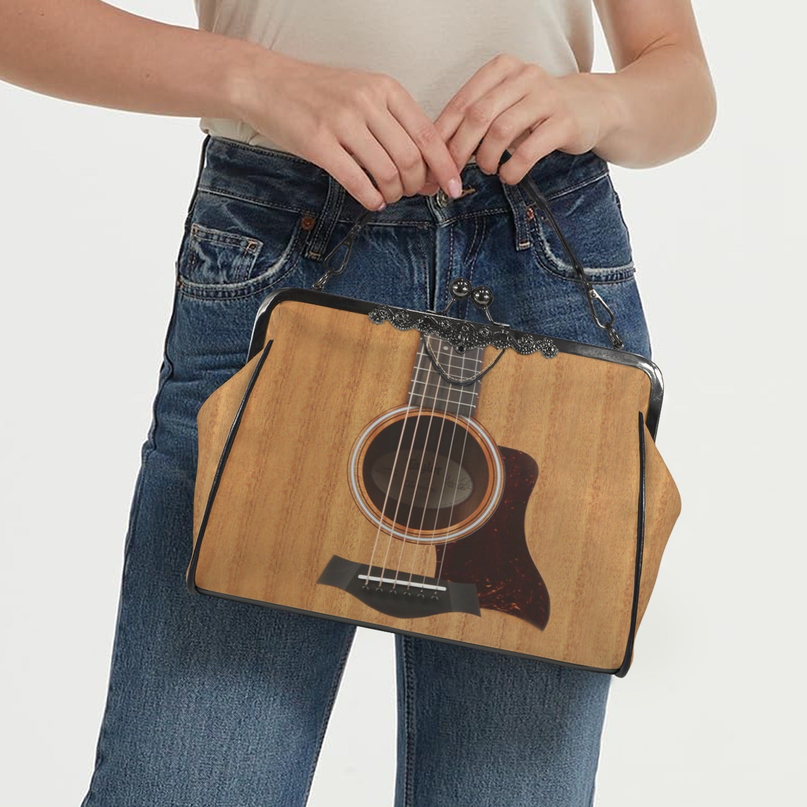 Guitar Kisslock Two-Way Handbag
