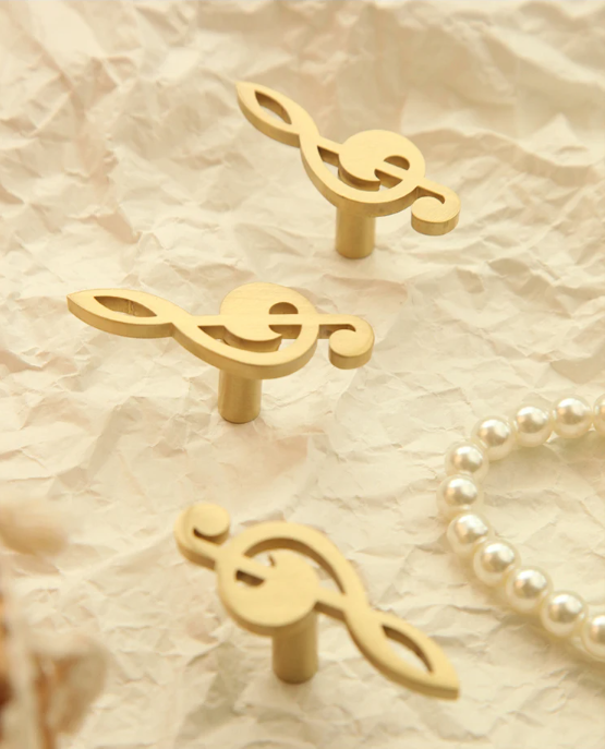 Music Note Brass Furniture Handle Knob