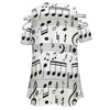 Music Scores Zip V-Neck Off Shoulder Top