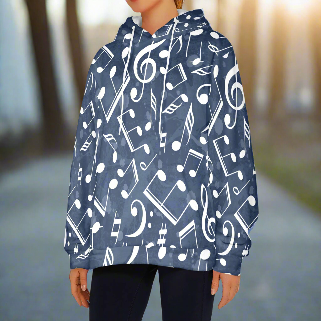 Music Navy Women's Flannel Hoodie