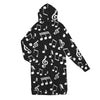 Music Notes Black Women's Long Hooded Jacket