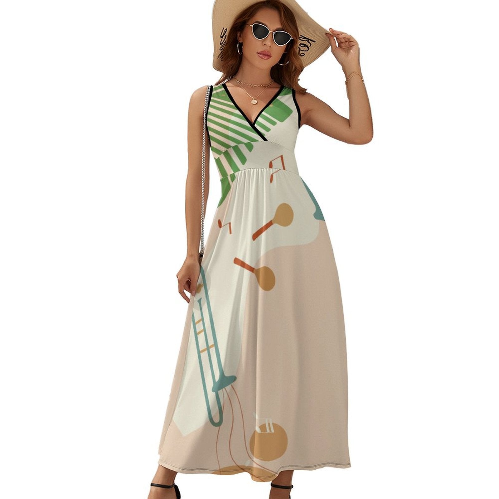 Musical Instruments Sleeveless Long Dress