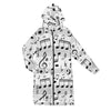 Music Score White Women's Long Hooded Jacket