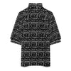 Music Pattern Black Ruffle Collar Blouse