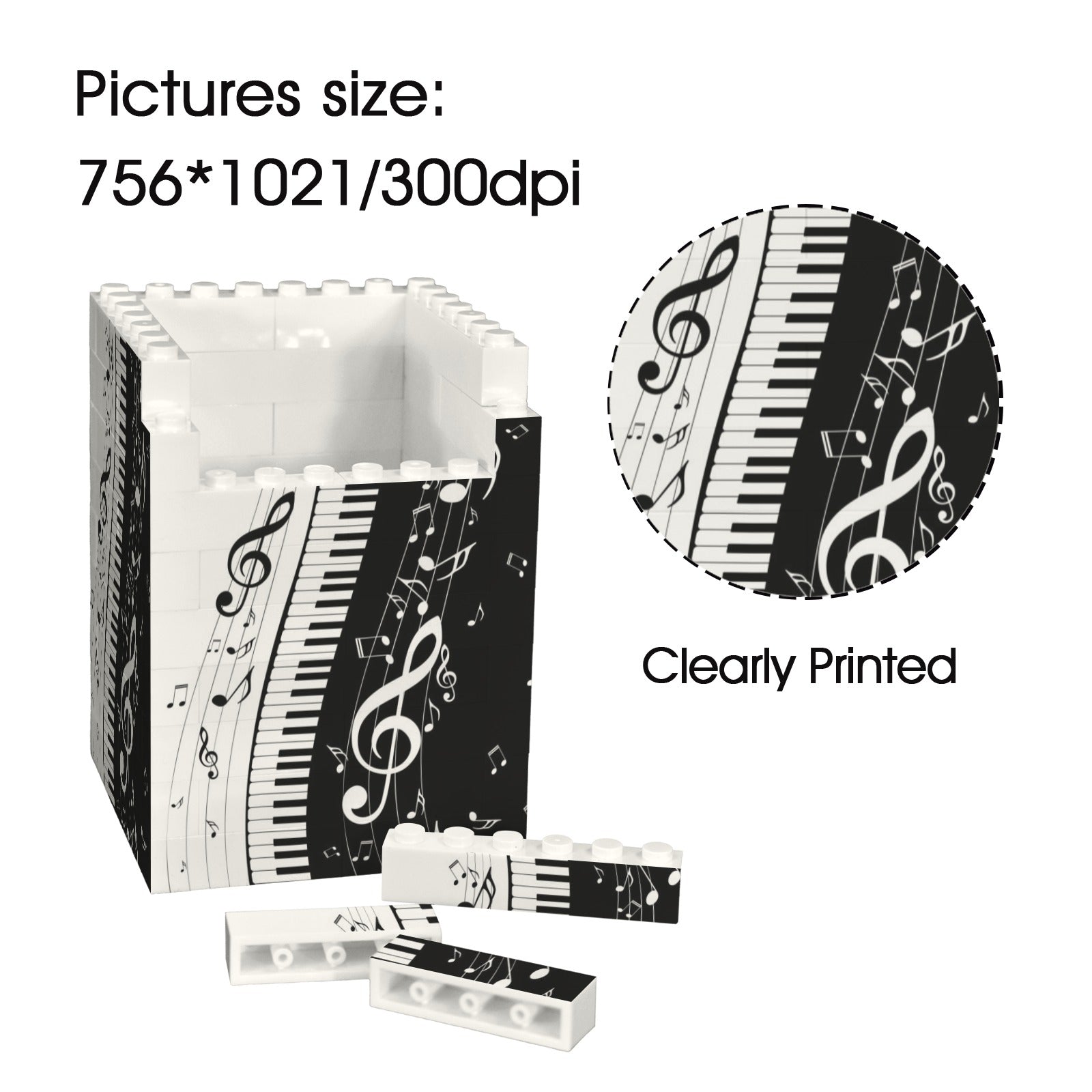 Music Piano Building Bricks Pencil Holder