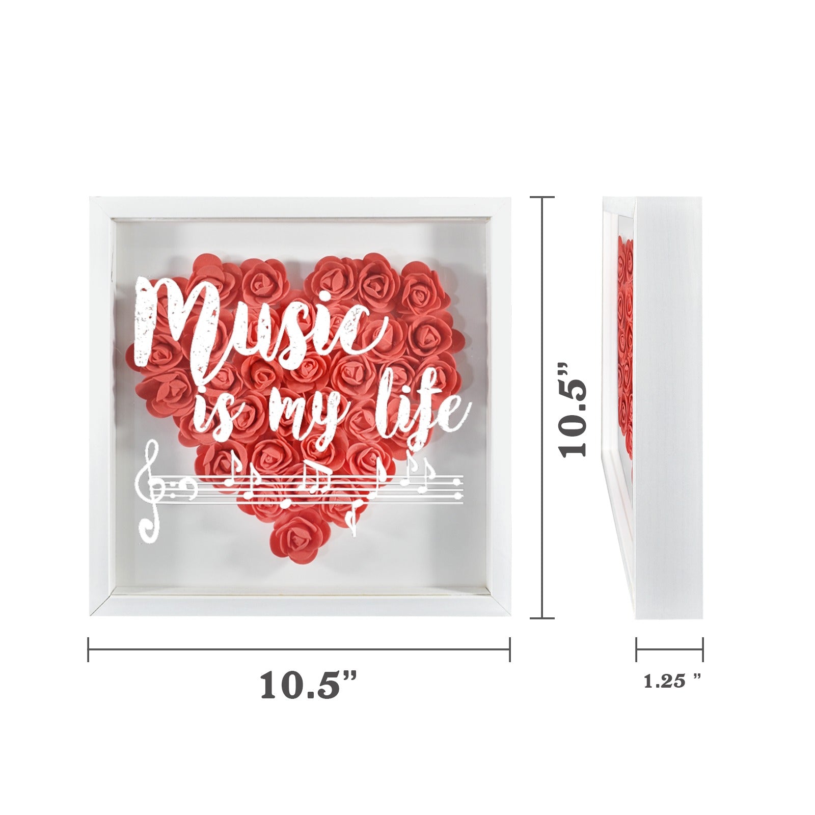 Music Is My Life Flower Shadow Box Decor