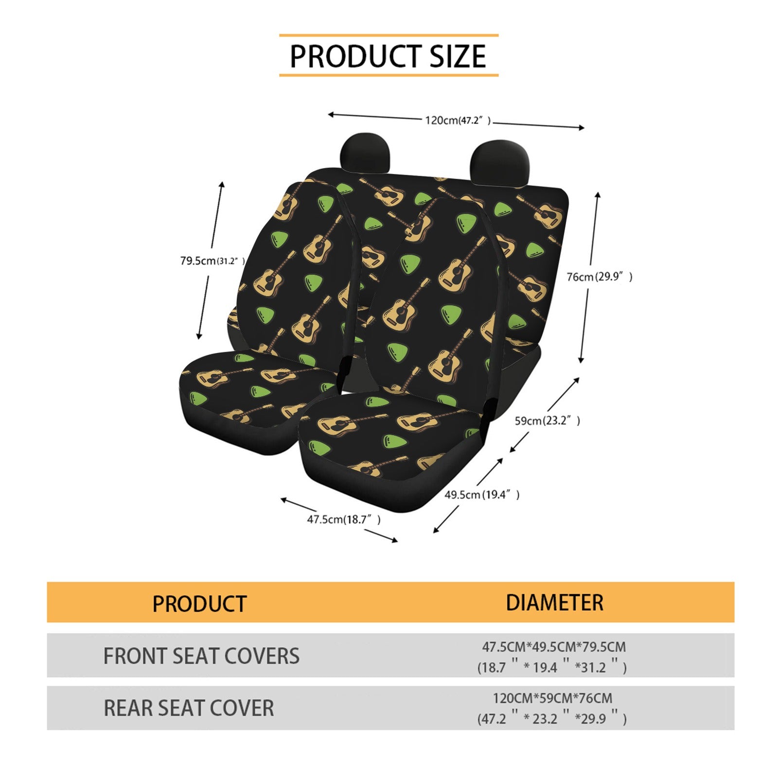 Guitar Holiday Car Seat Cover (Full Set)