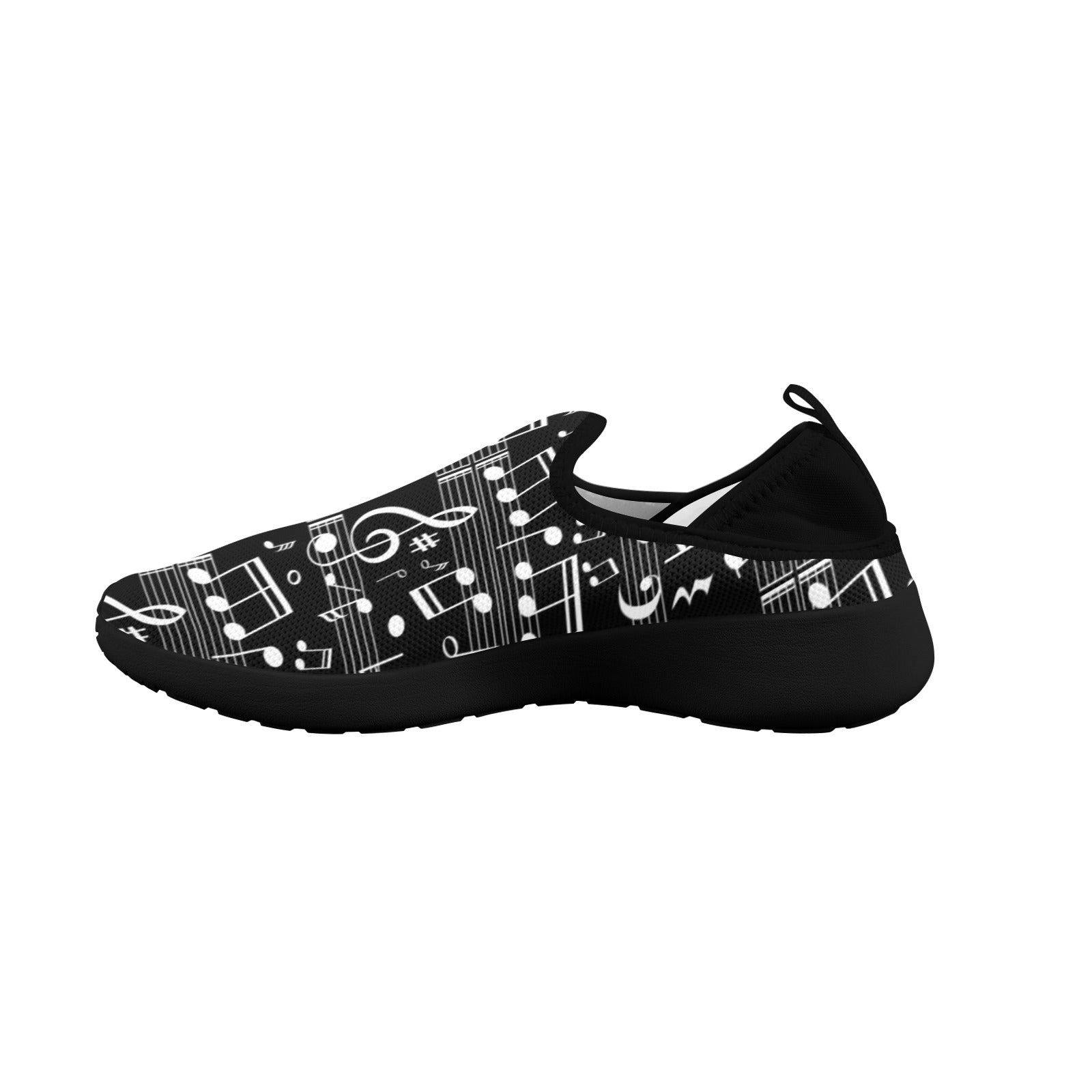 Random Music Black Fly Weave Women's Sneakers (Drop-in-Heel)
