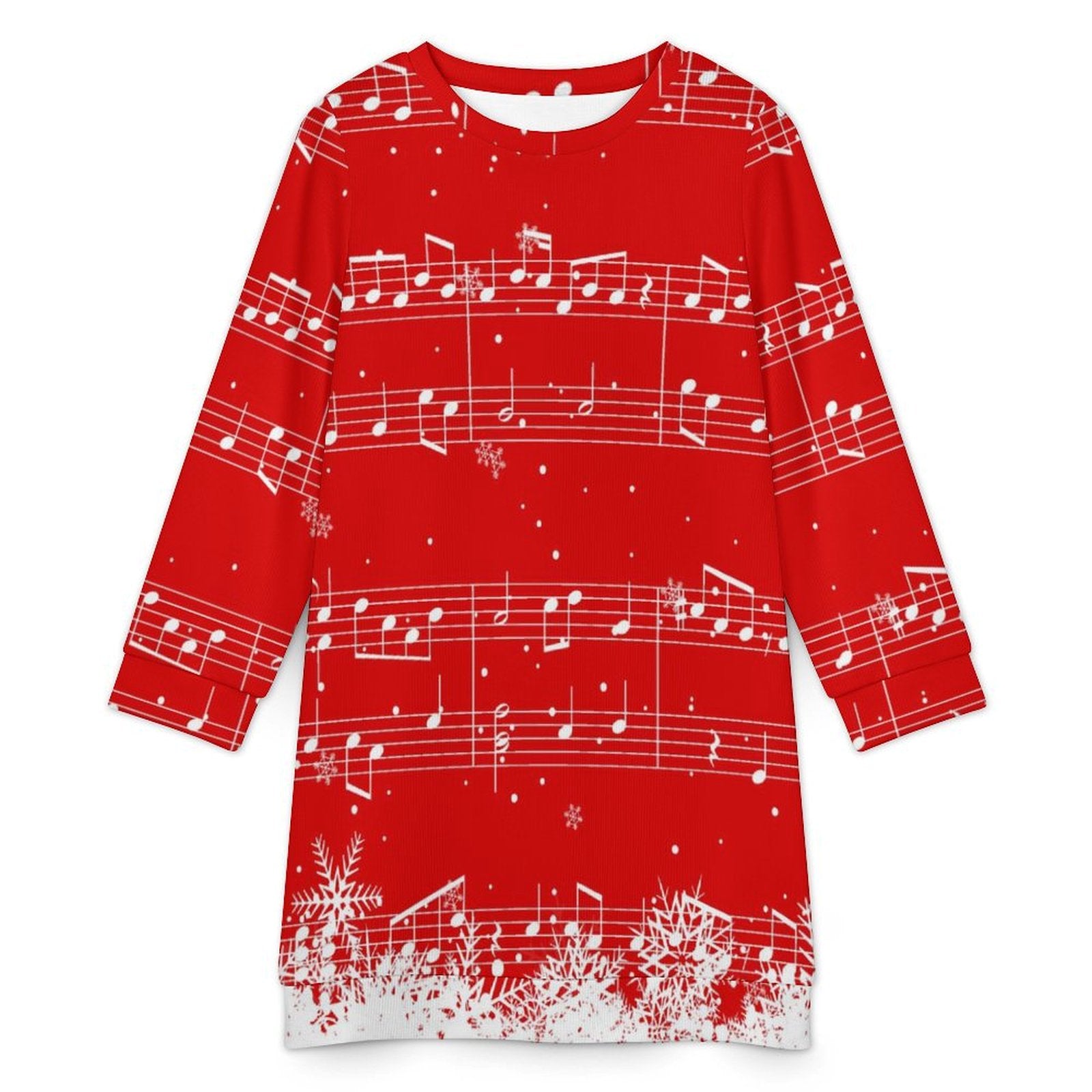 Snowy Music Christmas Sweater Dress
