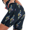 Music Pattern Pocket Yoga Shorts