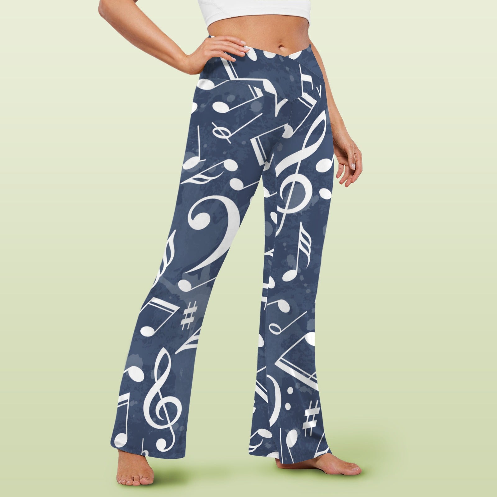 Music Navy Crossover High Waist Flare Leggings