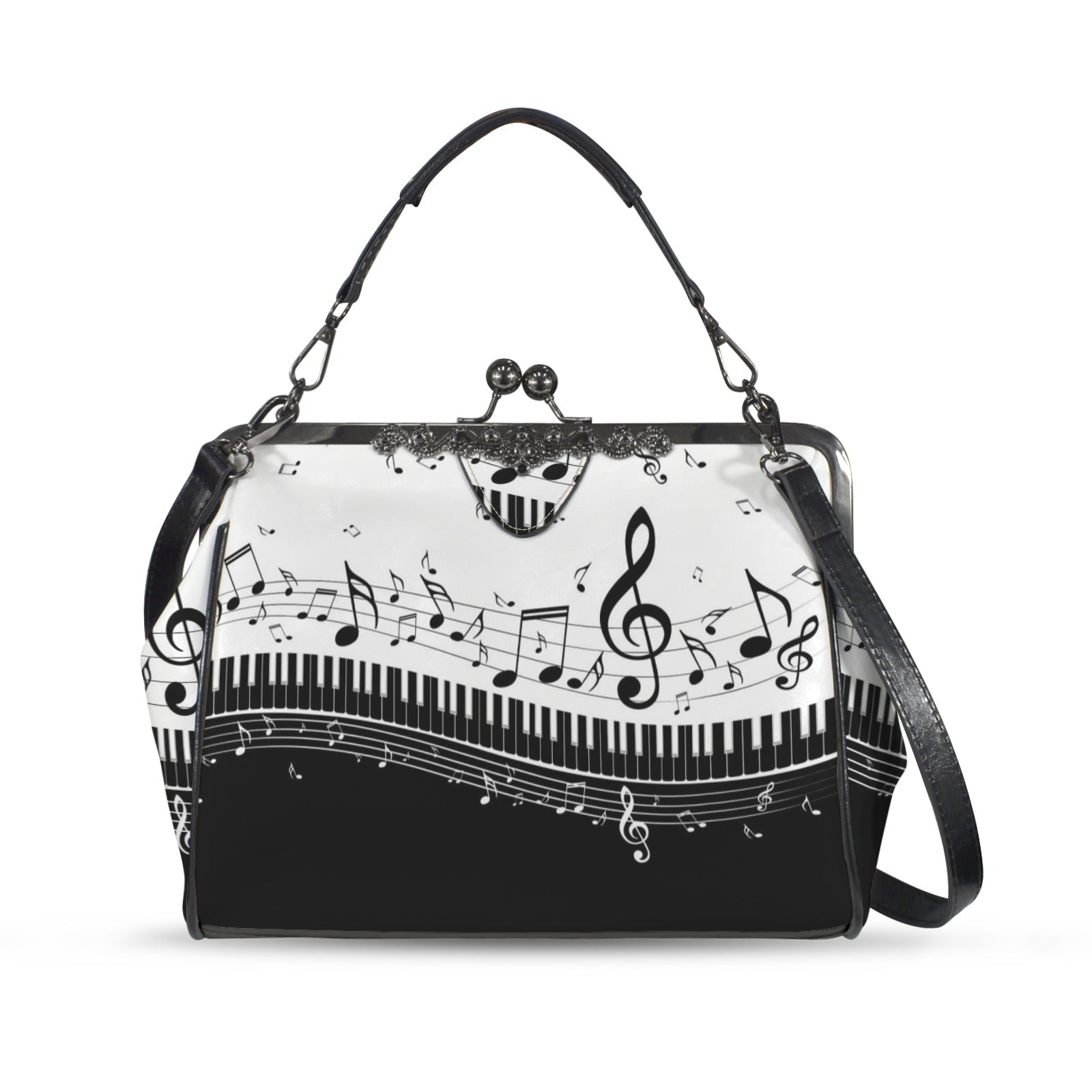 Piano & Music Lovers Kisslock Two-Way Handbag