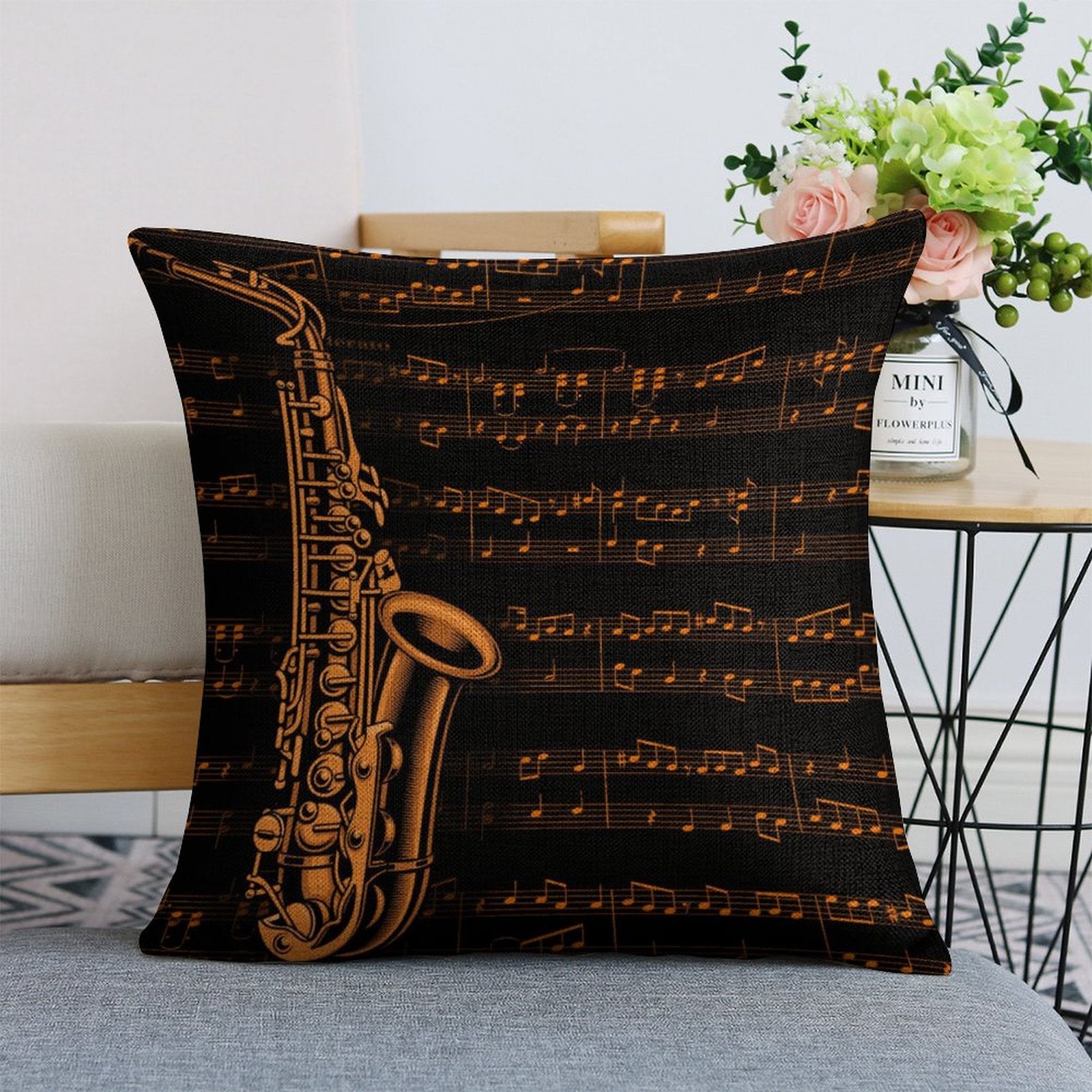 Classic Music Print Linen Pillowcase (Set of 4)