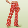 Red Music Notes Crossover High Waist Flare Leggings