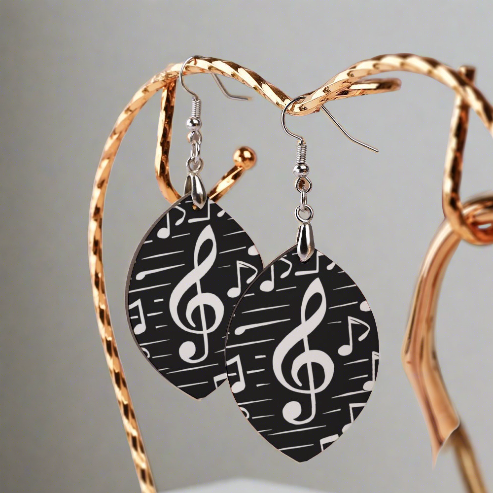 Cool Music Wooden Dangle Earrings