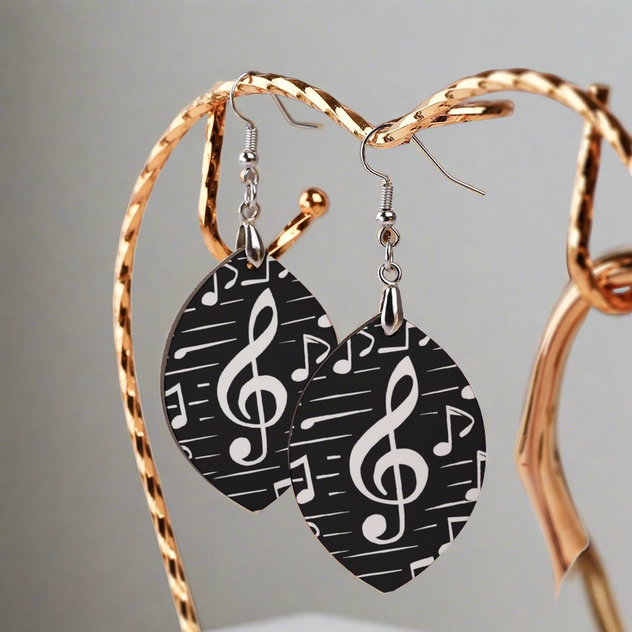 Cool Music Wooden Dangle Earrings