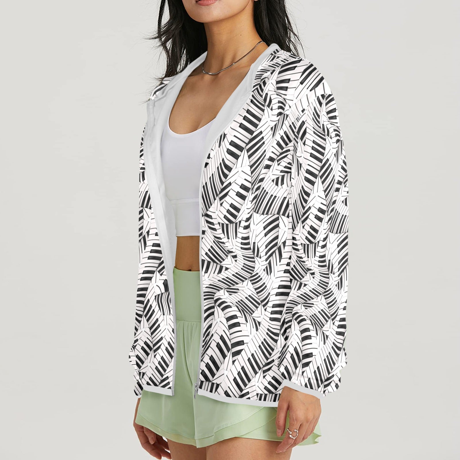 Curvy Piano Keys Women's Windbreaker