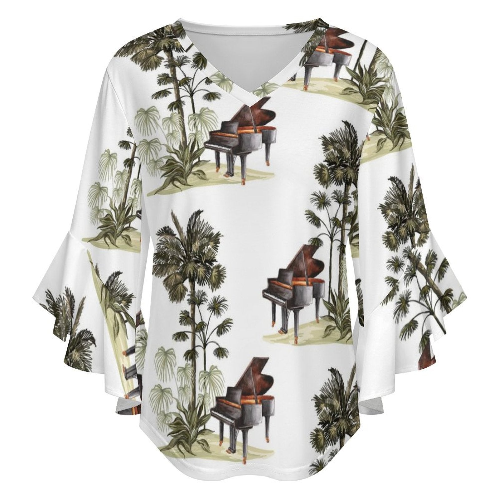 Grand Piano Women's Ruffled Sleeve Blouse