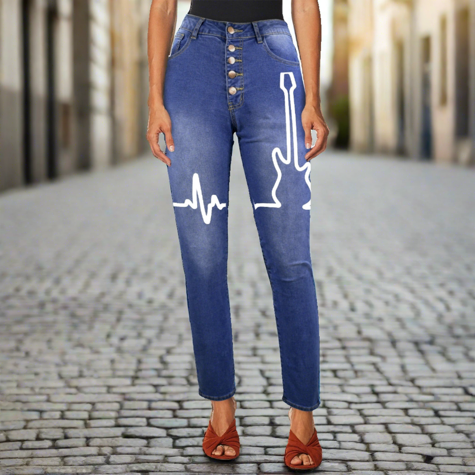 Guitar With Heartbeat Women's Jeans