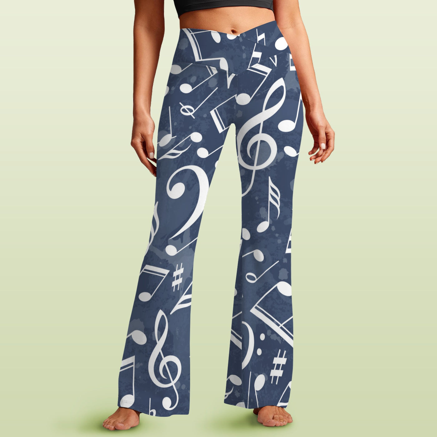 Music Navy Crossover High Waist Flare Leggings
