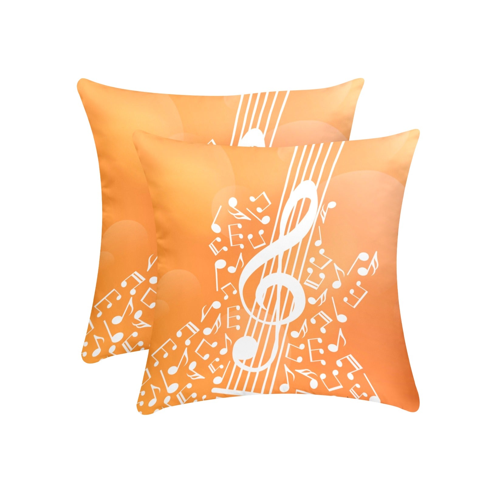 Treble Clef Orange Peach Skin Pillowcase (18"x18")