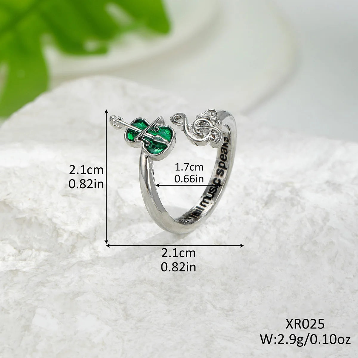 Violin & Music Notes Quote Ring