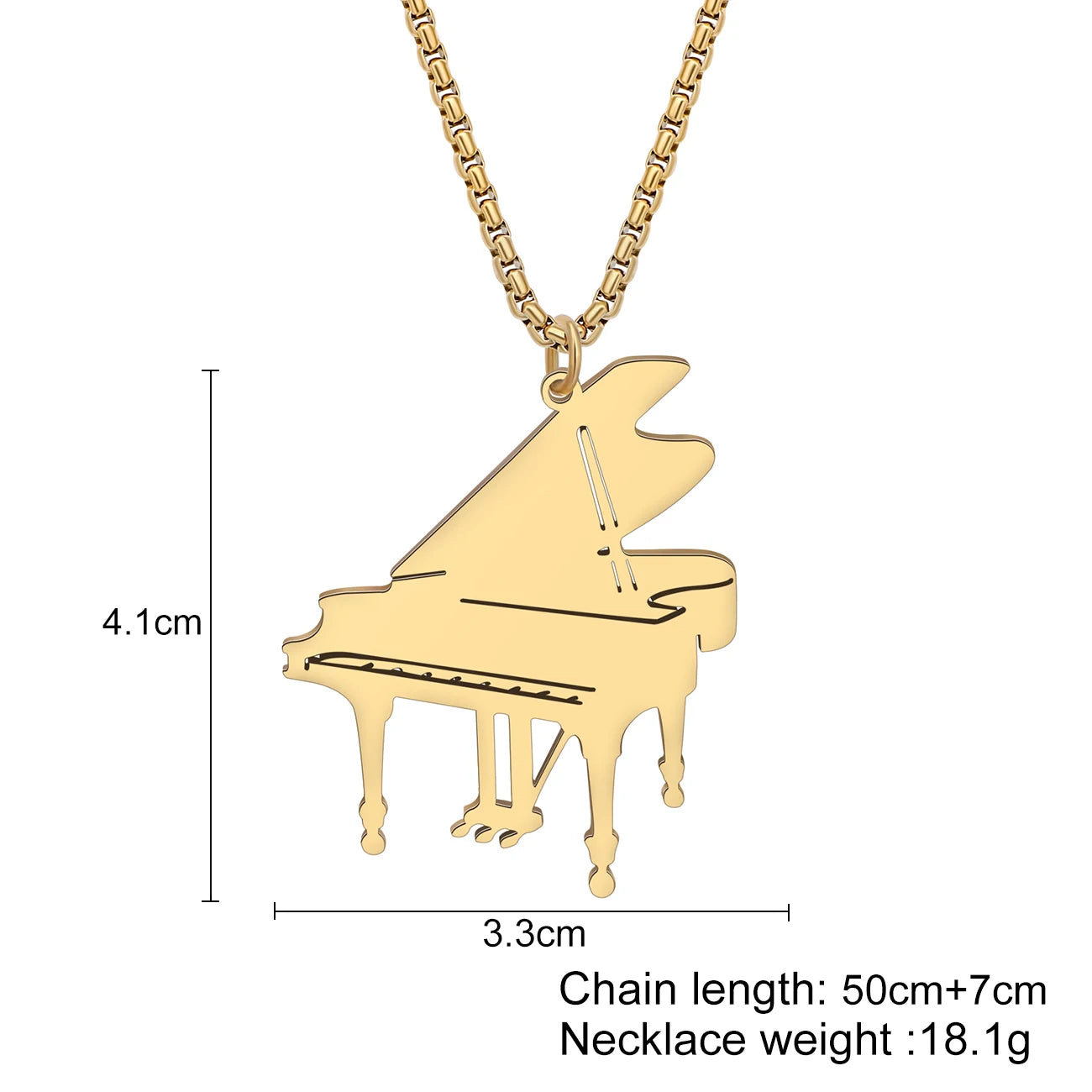 Grand Piano Stainless Steel Necklace