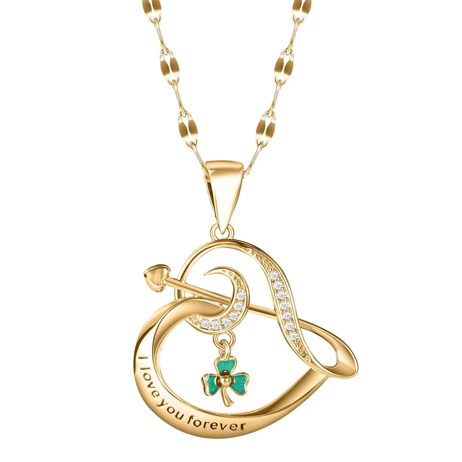 Treble Clef Clover Heart Pendant Necklace