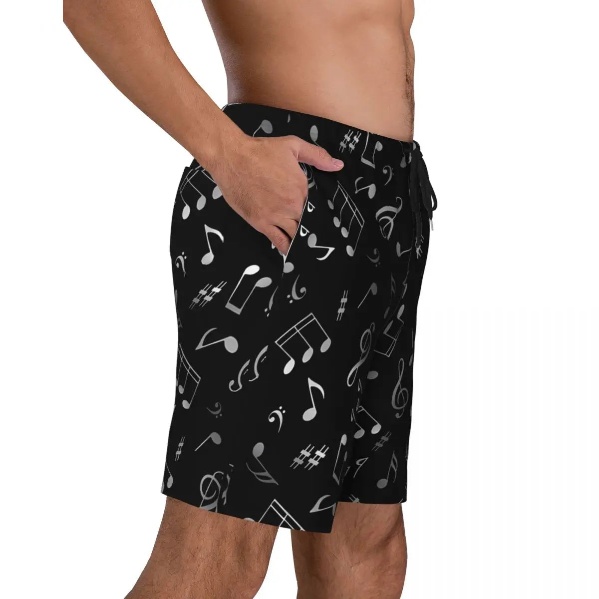 Music Notes Black Breathable Shorts