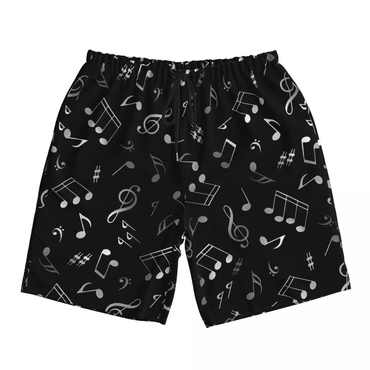 Music Notes Black Breathable Shorts