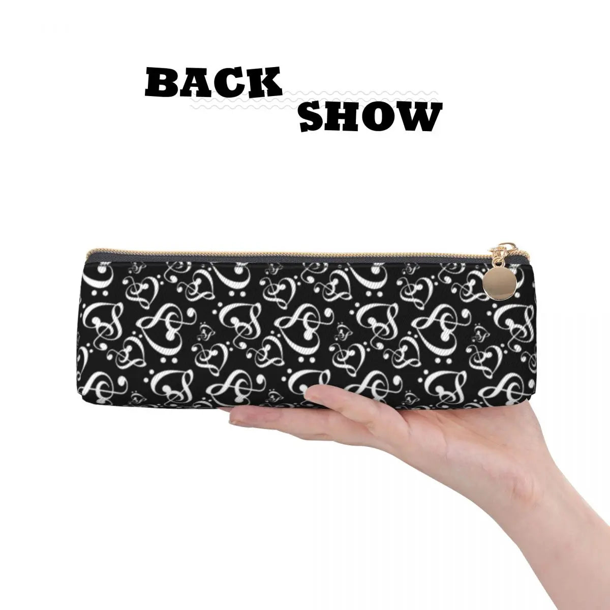 Monotone Music Heart Pencil Case