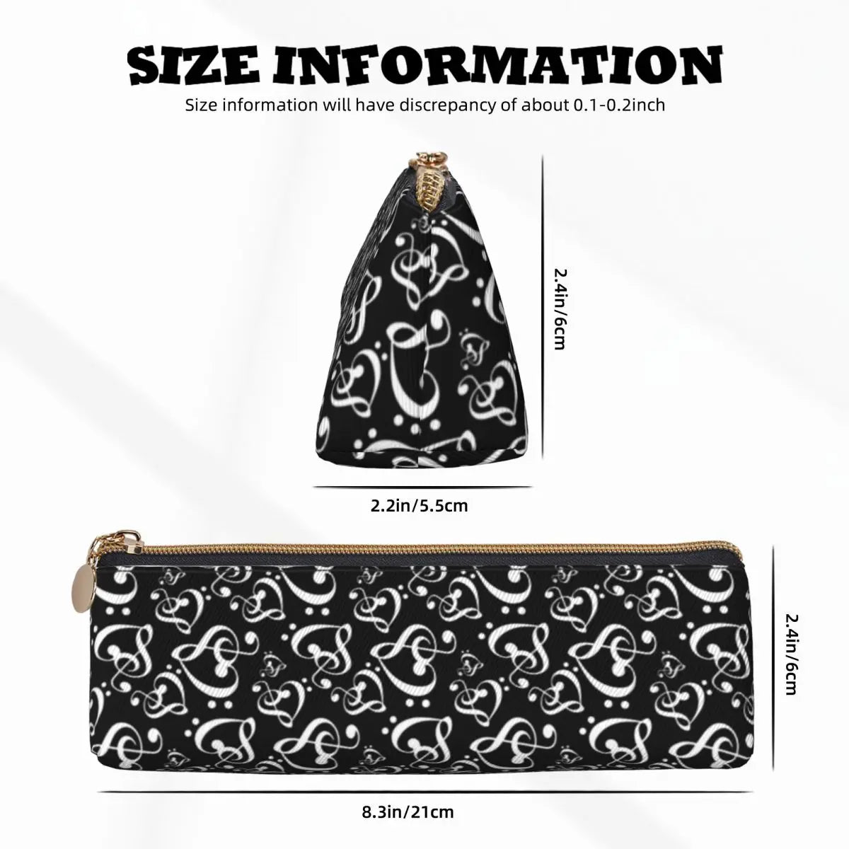 Monotone Music Heart Pencil Case