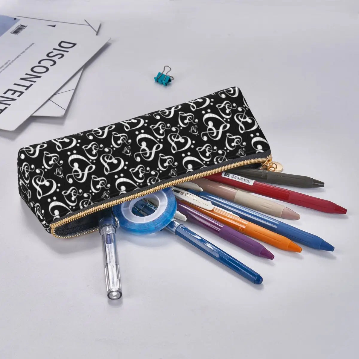 Monotone Music Heart Pencil Case
