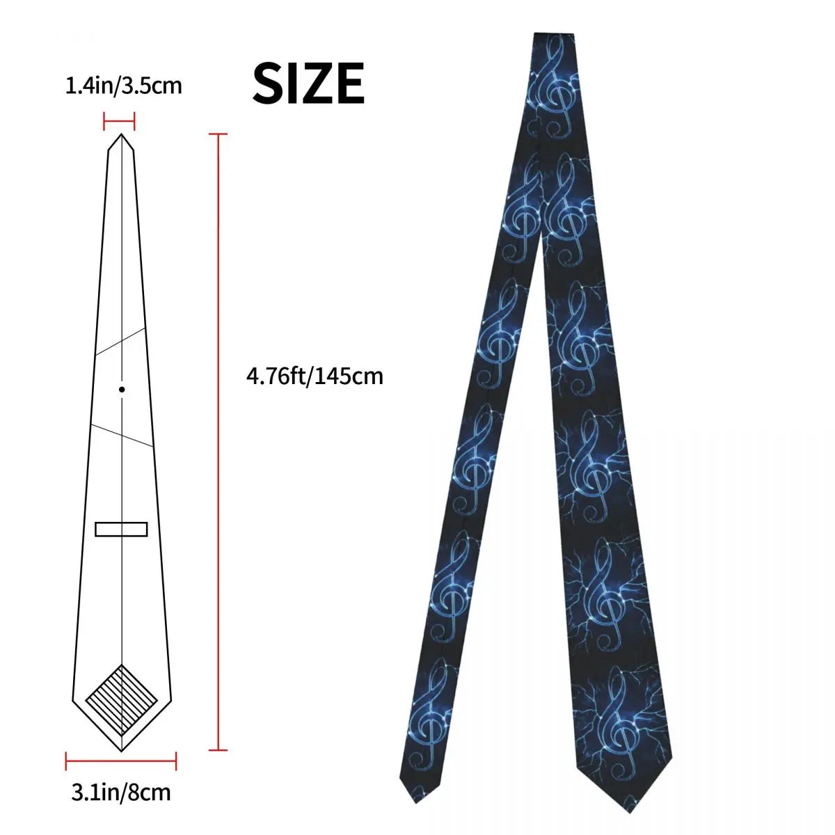 Blue Lightning Music Treble Clef Tie