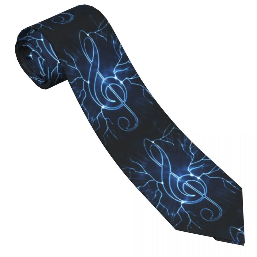 Blue Lightning Music Treble Clef Tie