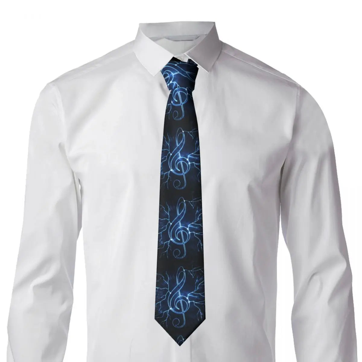 Blue Lightning Music Treble Clef Tie