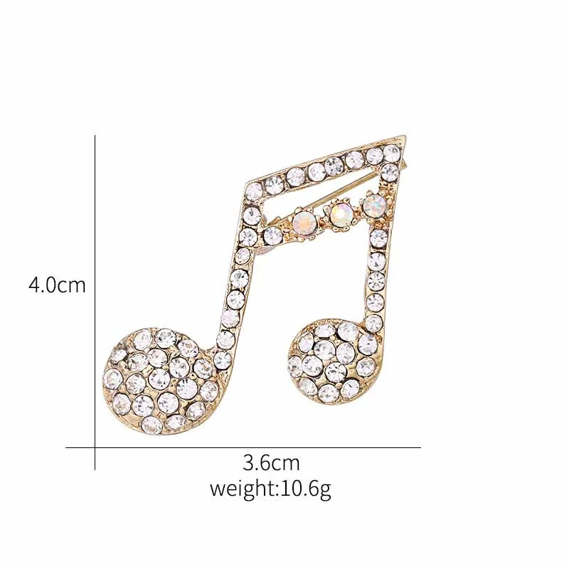 Sparkling Music Eighth Note Brooch