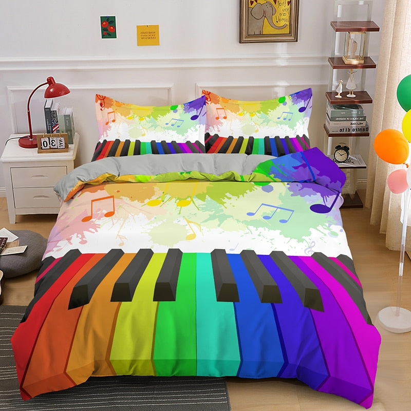 Colorful Piano Keyboard Bedding Set