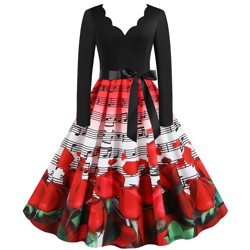 Elegant V-neck Music Dress Collection